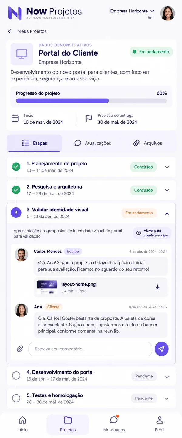 Gestão de projetos com IA no celular: acompanhamento