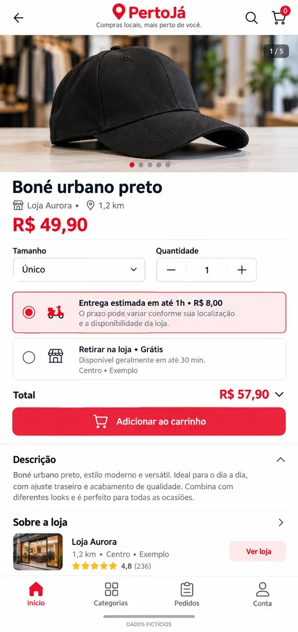Marketplace de lojas locais no celular: produto