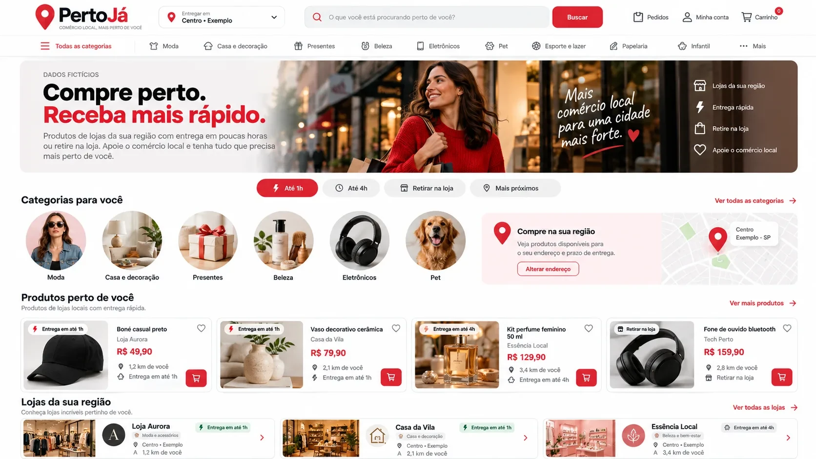Marketplace de lojas locais: tela do sistema